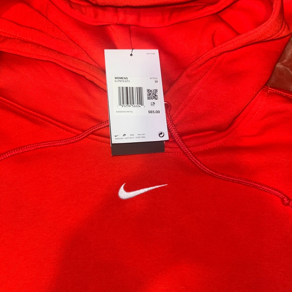 Nike Red Hoodie with White Swoosh - Picture 2 of 4
